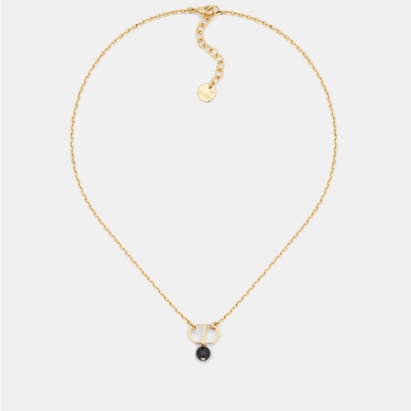 Christian Dior PETIT CD NECKLACE Gold-Finish Metal and a Black Resin Pearl - Picture 2 of 8